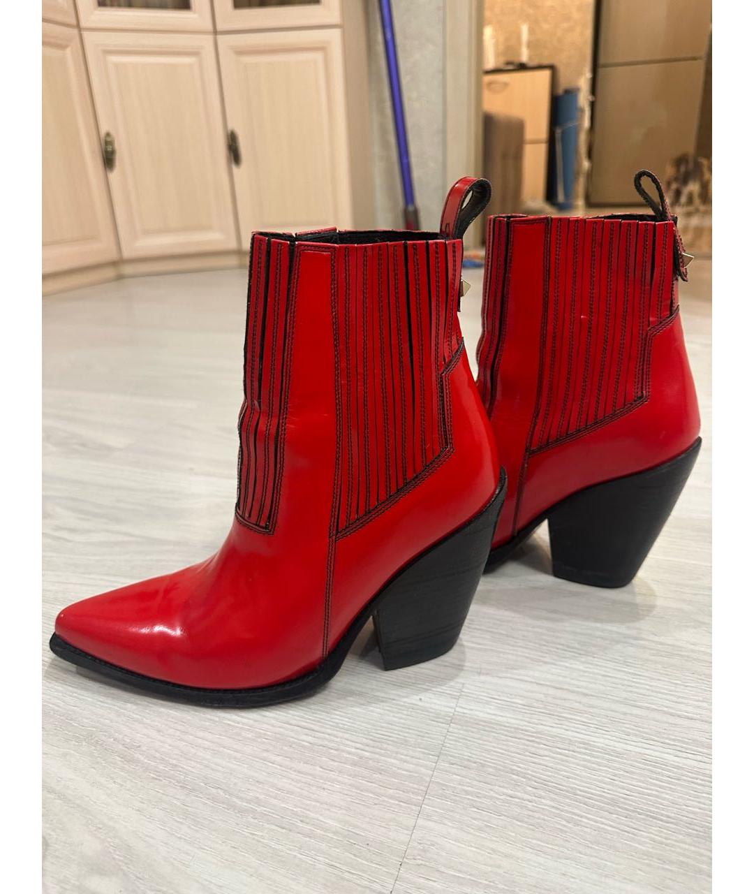 VALENTINO Красные кожаные ботильоны, фото 5