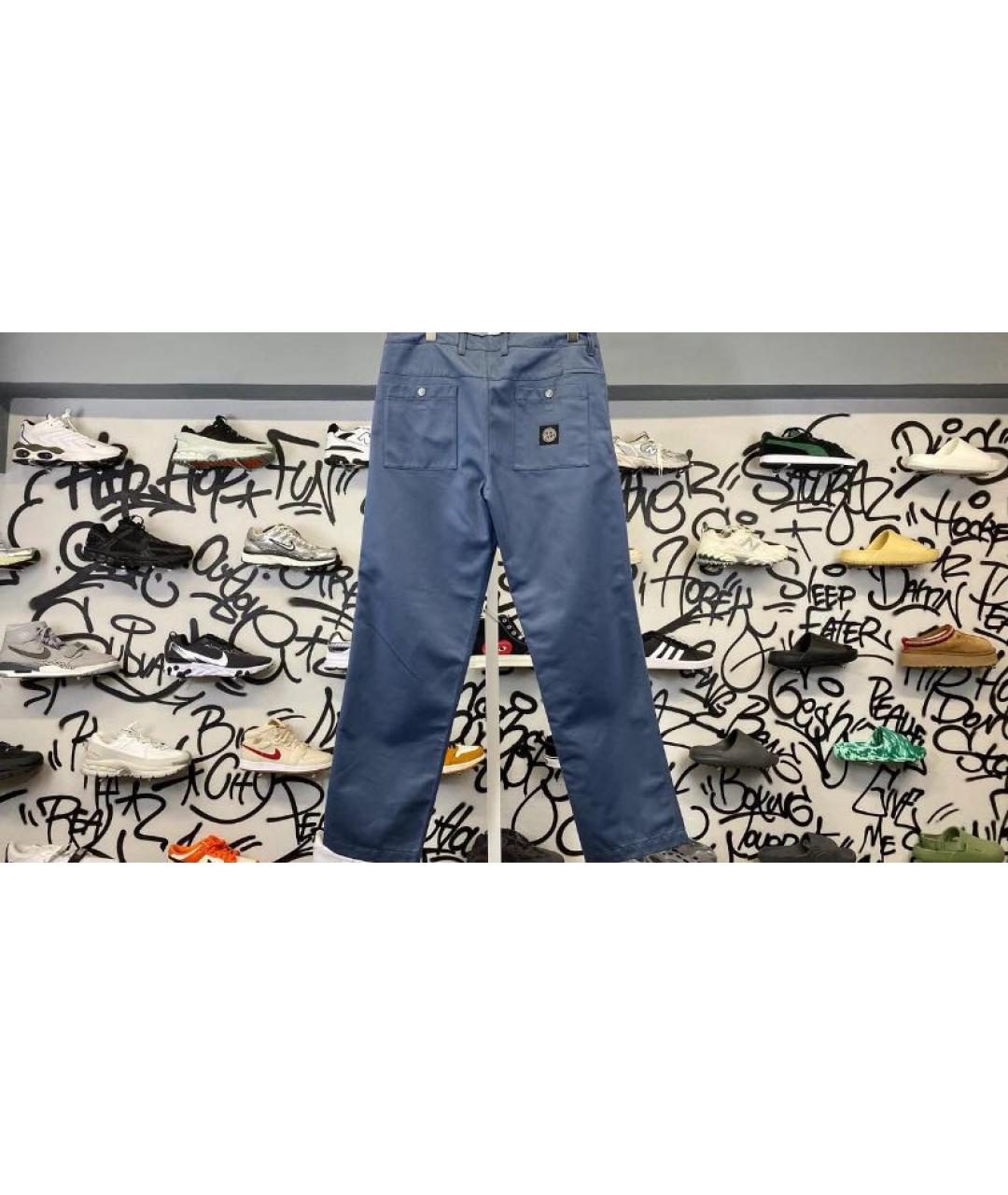 STONE ISLAND Синие хлопковые брюки чинос, фото 3