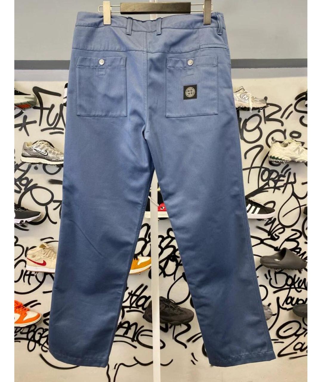 STONE ISLAND Синие хлопковые брюки чинос, фото 4