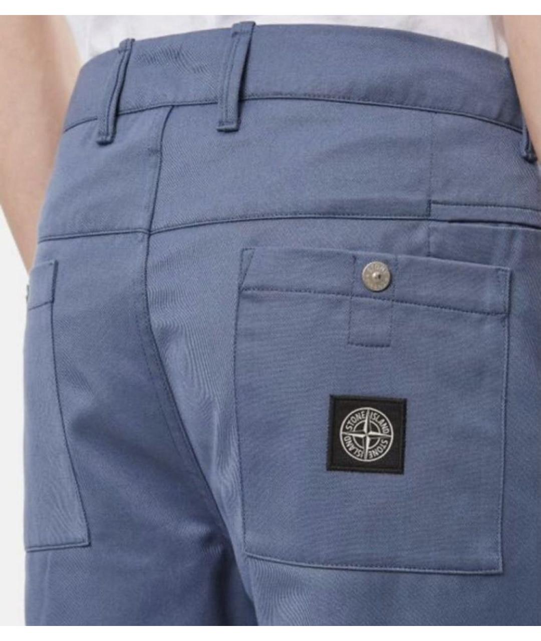 STONE ISLAND Синие хлопковые брюки чинос, фото 8