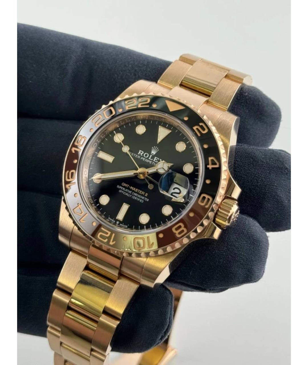 ROLEX Черные часы из розового золота, фото 4