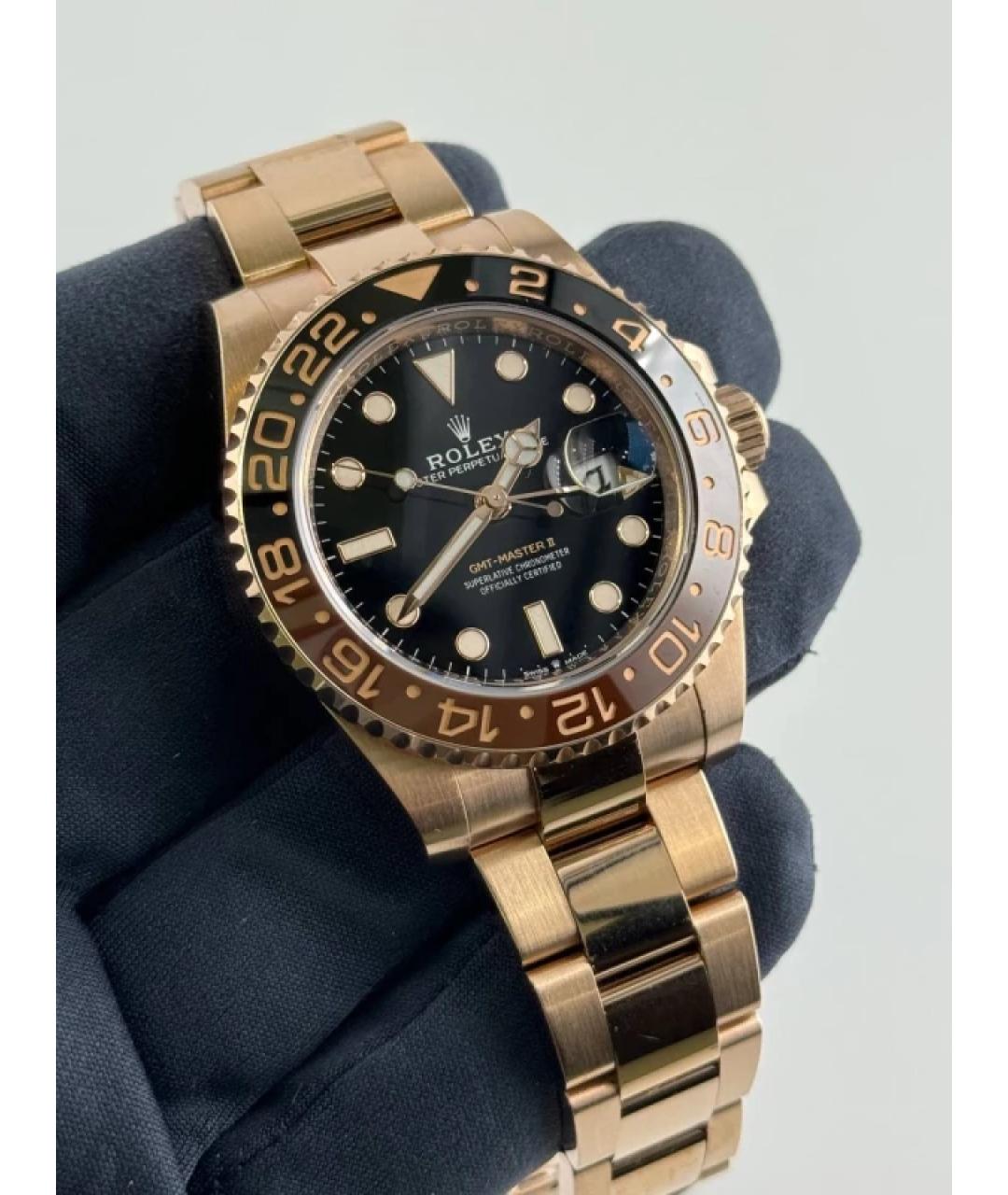 ROLEX Черные часы из розового золота, фото 5