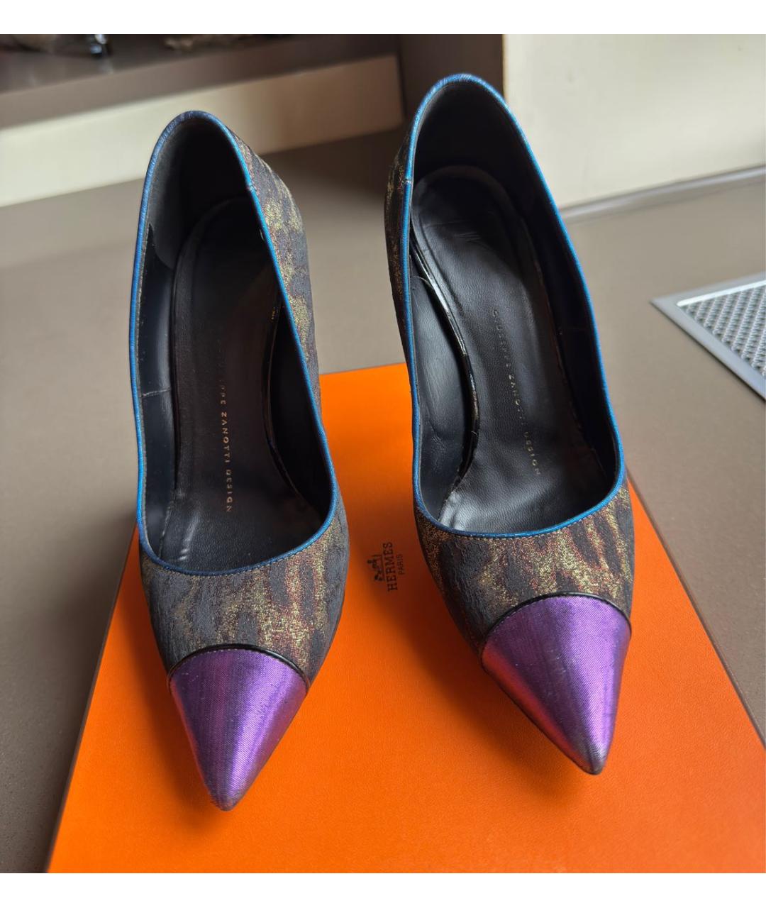 GIUSEPPE ZANOTTI DESIGN Коричневые текстильные туфли, фото 3