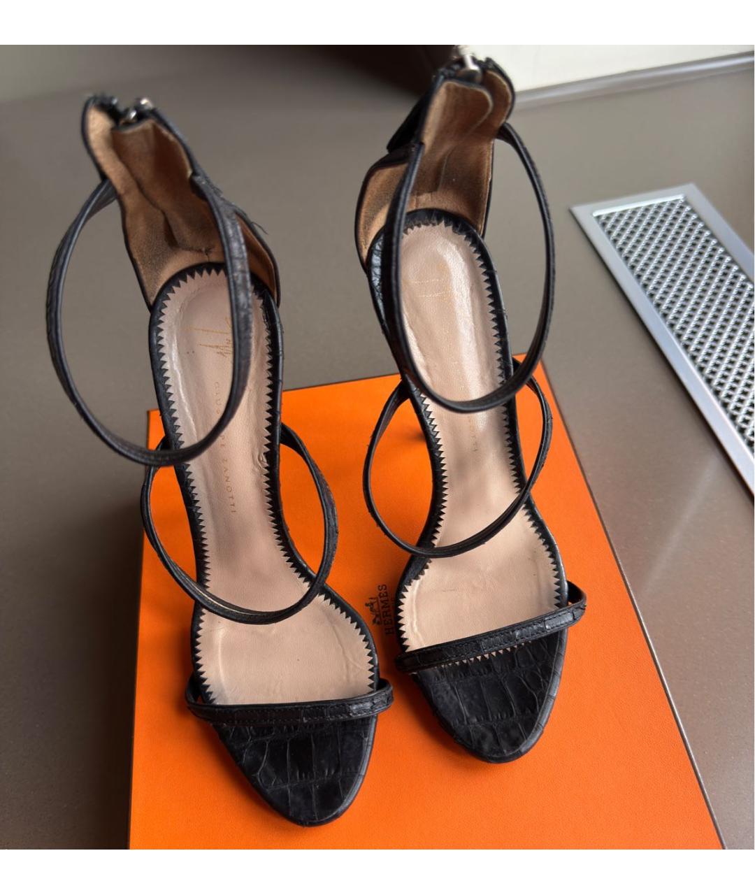 GIUSEPPE ZANOTTI DESIGN Черные кожаные босоножки, фото 3