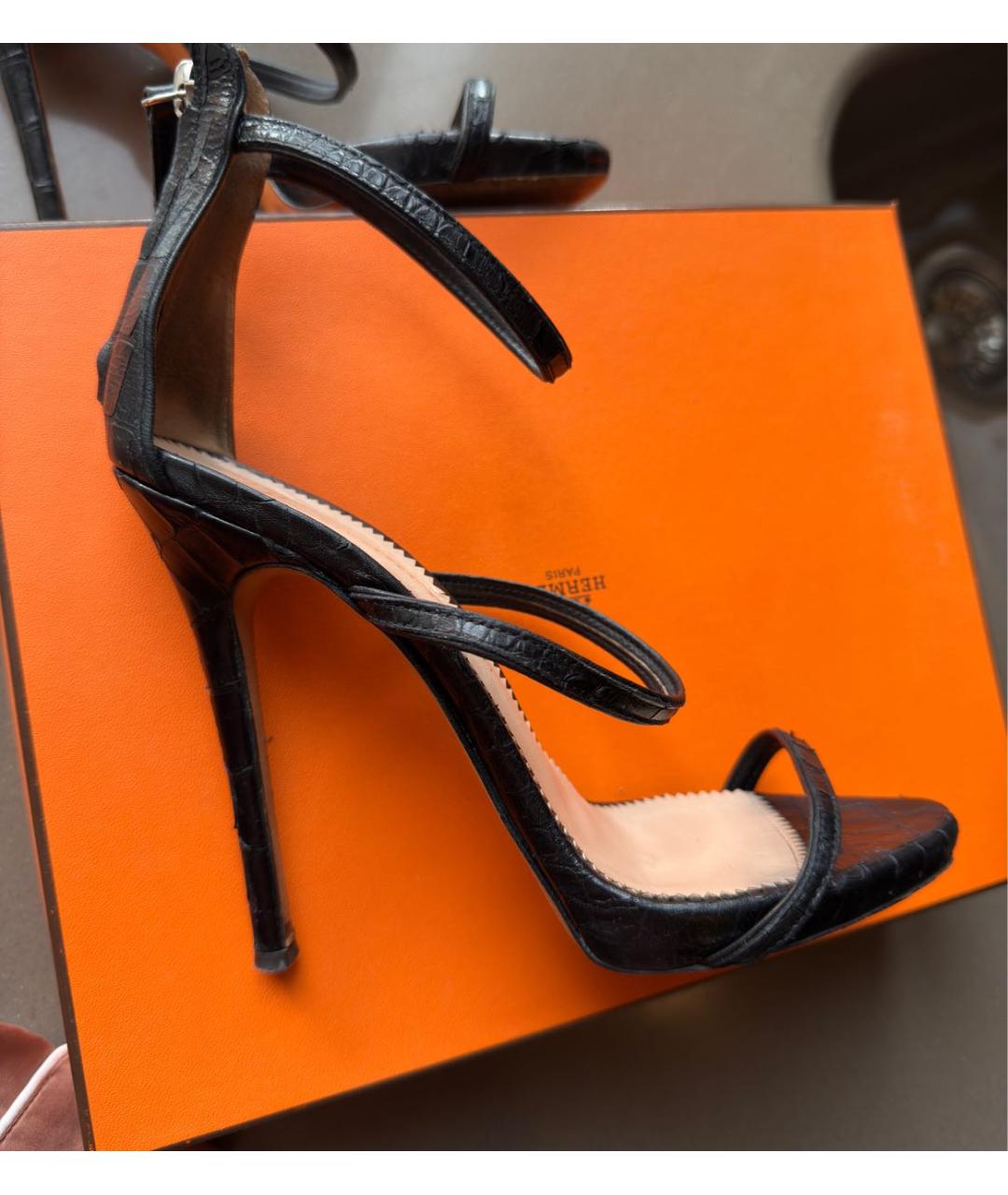 GIUSEPPE ZANOTTI DESIGN Черные кожаные босоножки, фото 8