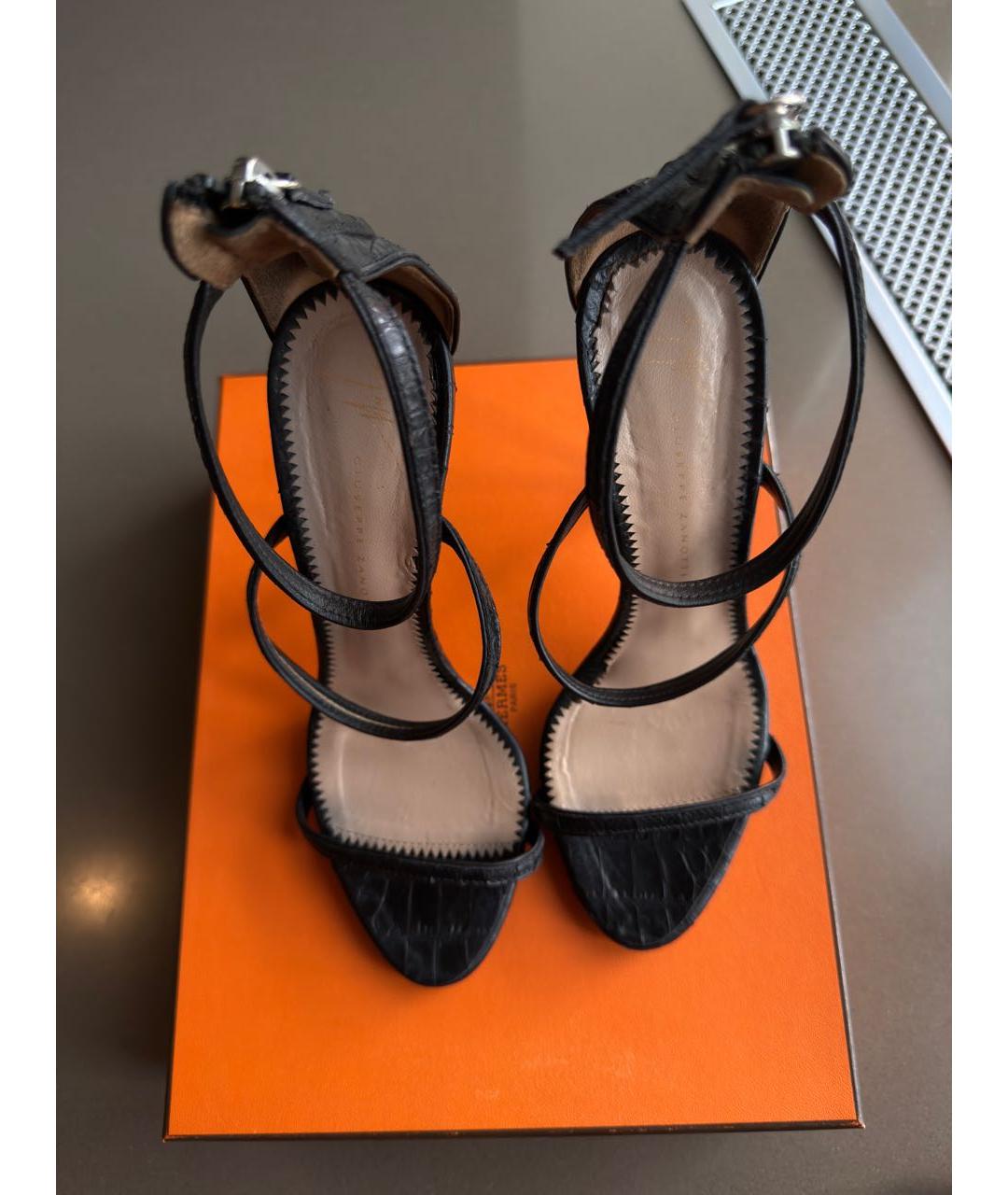 GIUSEPPE ZANOTTI DESIGN Черные кожаные босоножки, фото 2