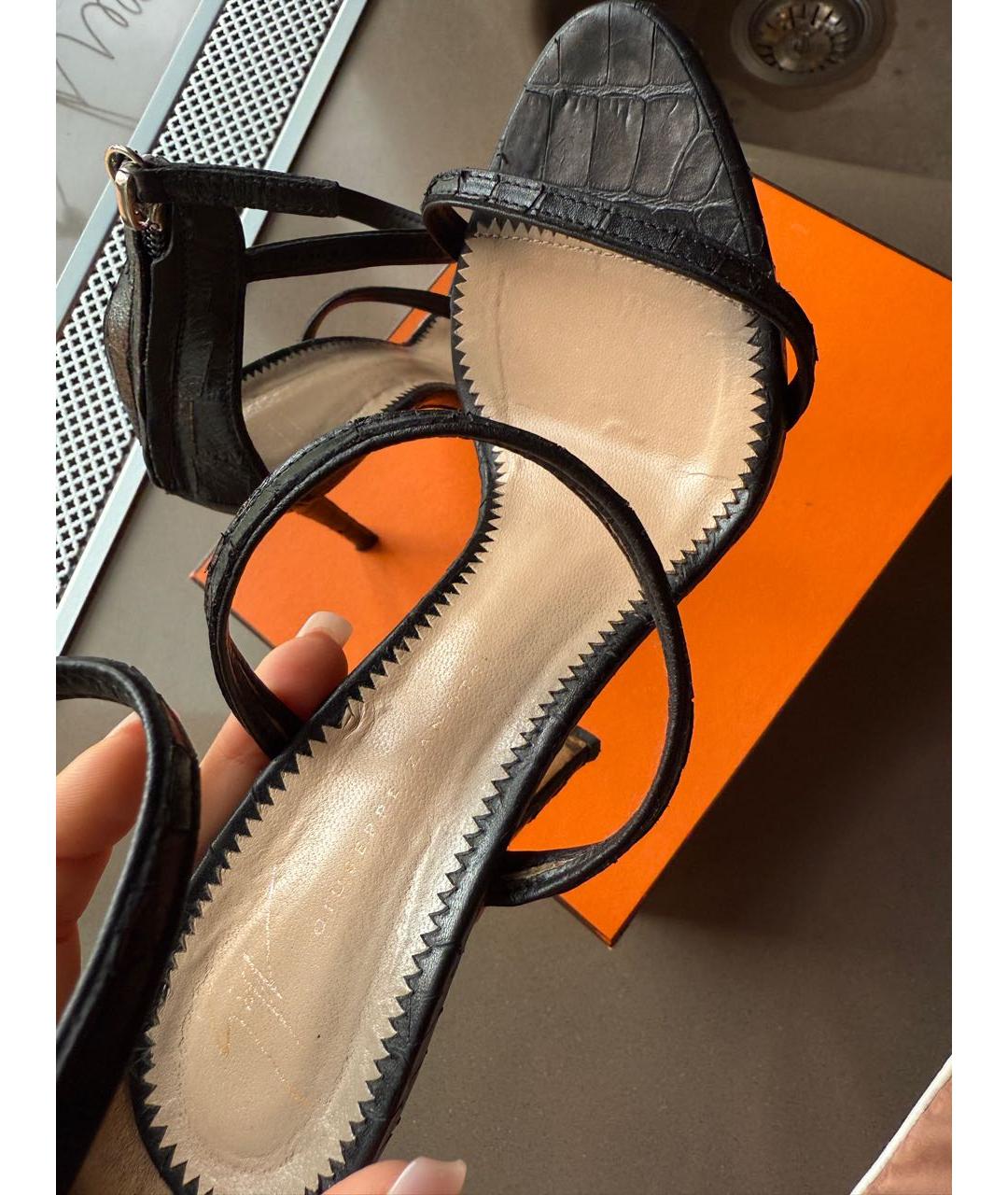 GIUSEPPE ZANOTTI DESIGN Черные кожаные босоножки, фото 7