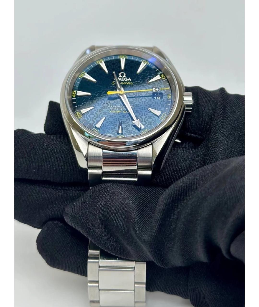 OMEGA Темно-синие стальные часы, фото 3