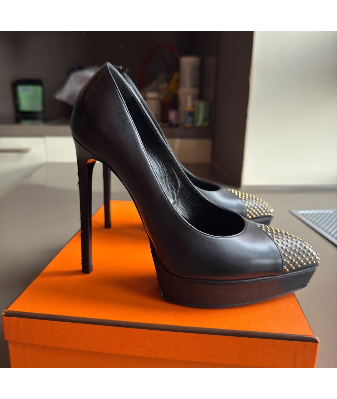 SAINT LAURENT Черные кожаные туфли, фото 7