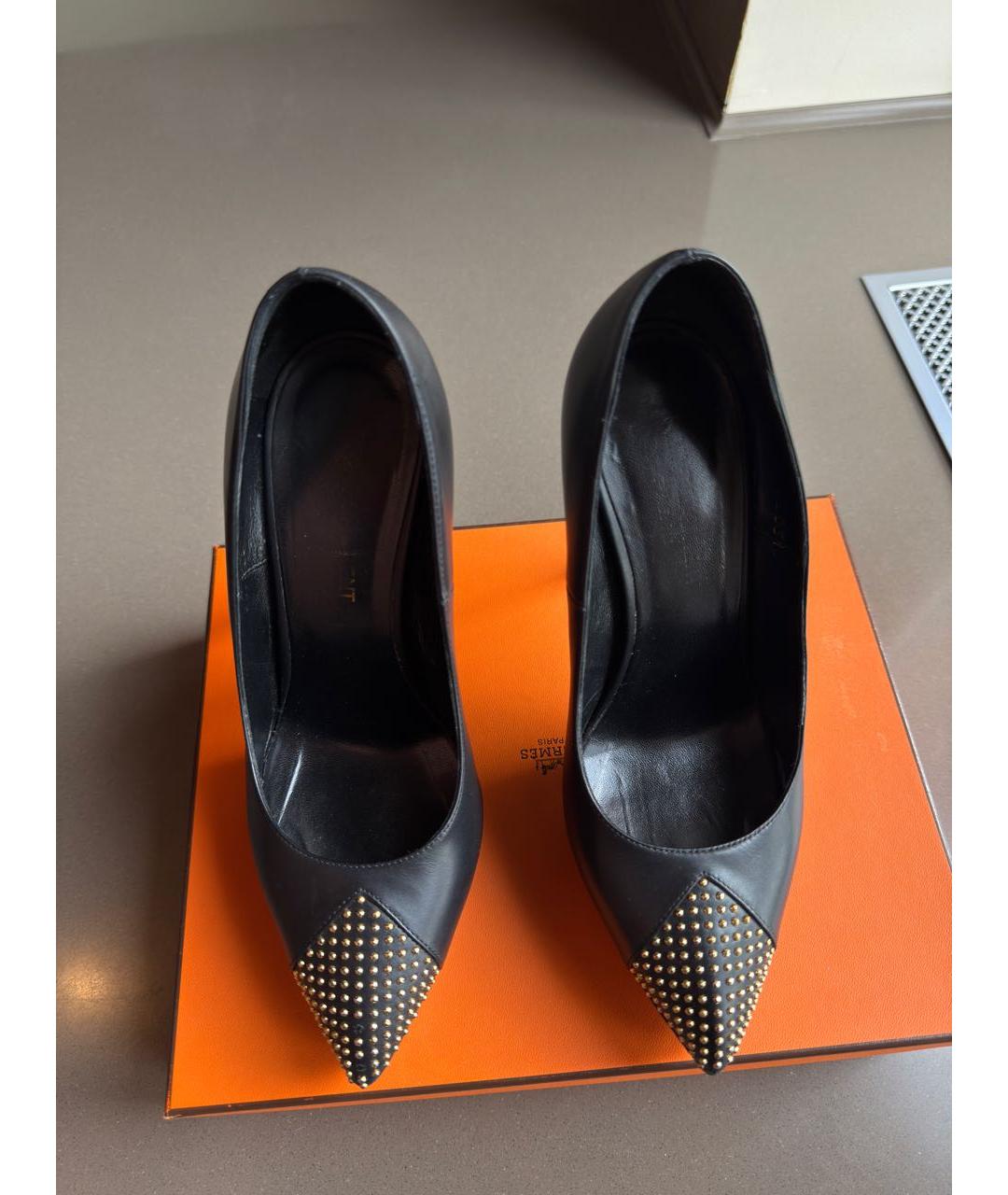 SAINT LAURENT Черные кожаные туфли, фото 2