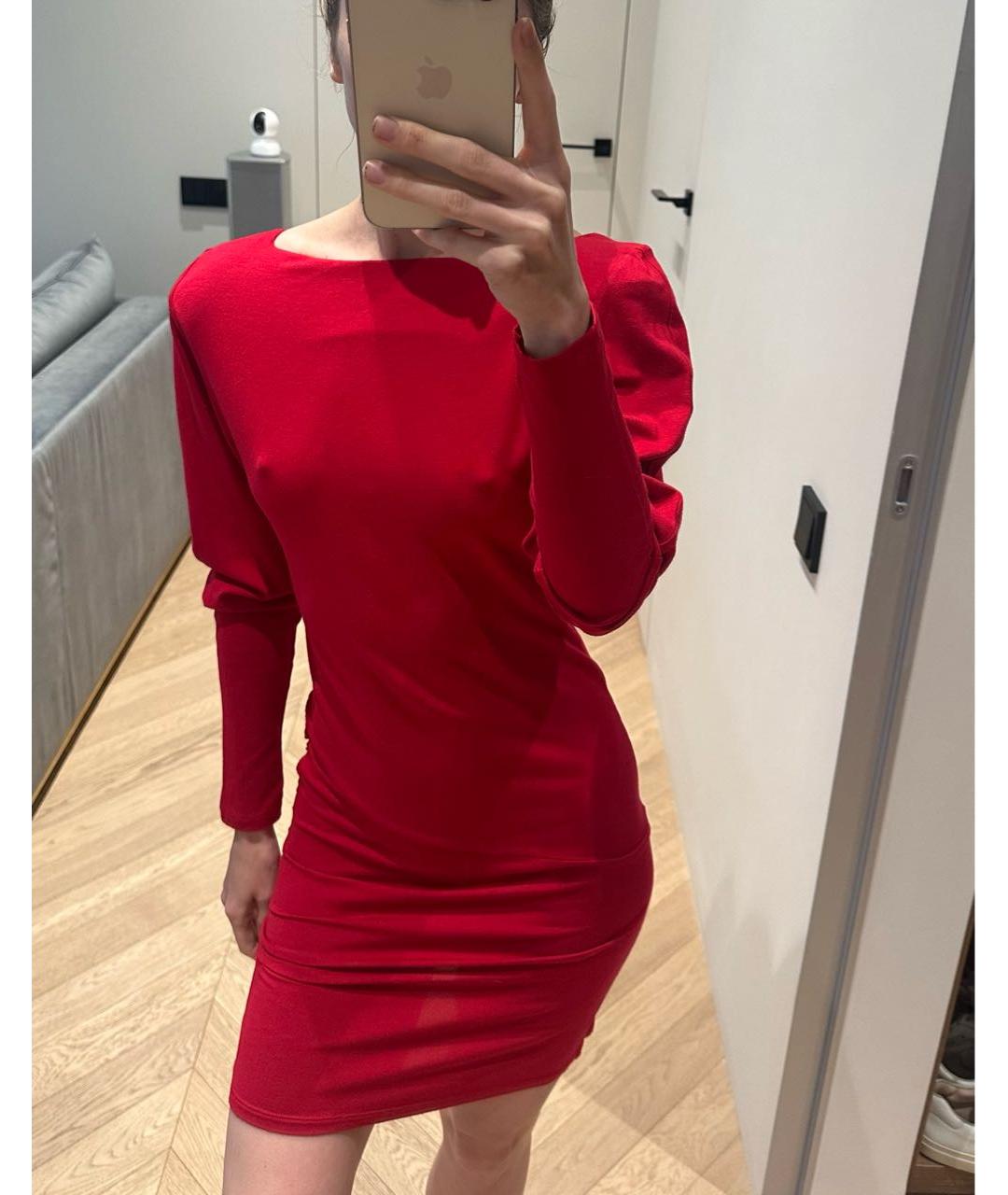 ALEXANDRE VAUTHIER Красное полиэстеровое коктейльное платье, фото 5