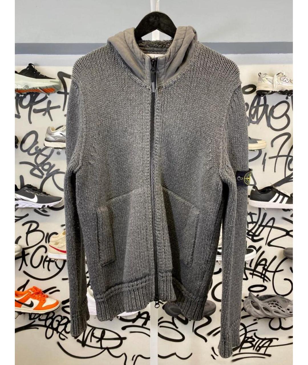 STONE ISLAND Антрацитовый шерстяной кардиган, фото 2