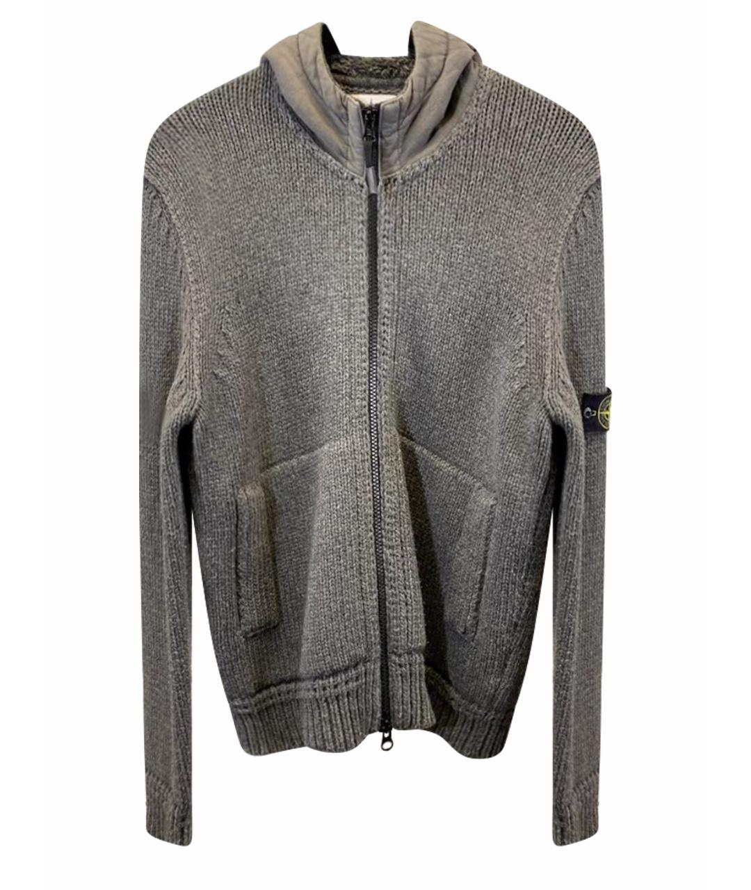STONE ISLAND Антрацитовый шерстяной кардиган, фото 1