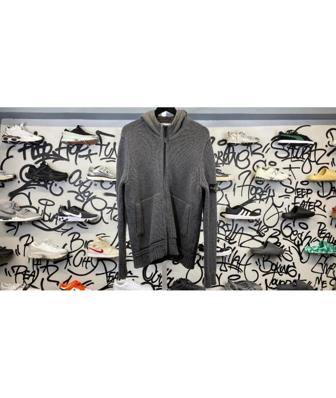 STONE ISLAND Антрацитовый шерстяной кардиган, фото 9