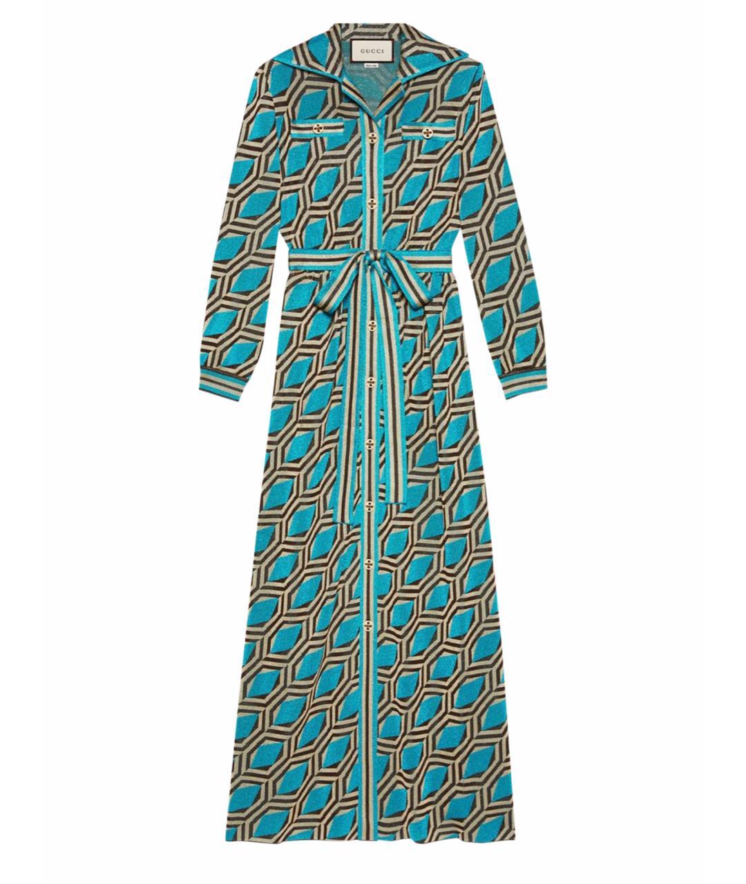 GUCCI Бирюзовое вискозное коктейльное платье, фото 1