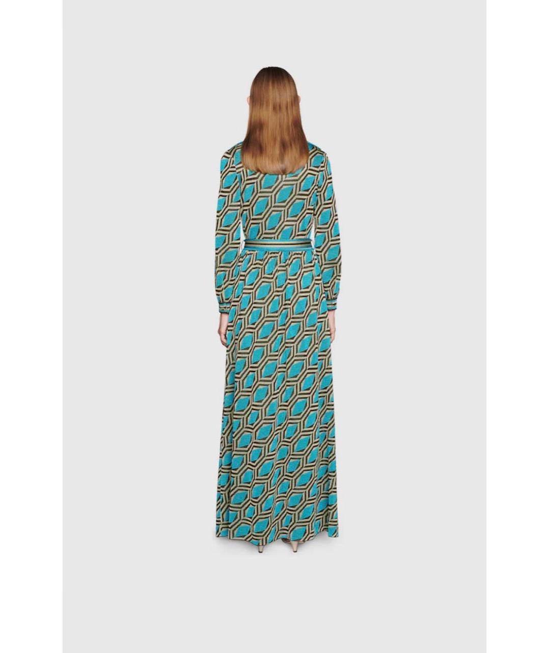 GUCCI Бирюзовое вискозное коктейльное платье, фото 3