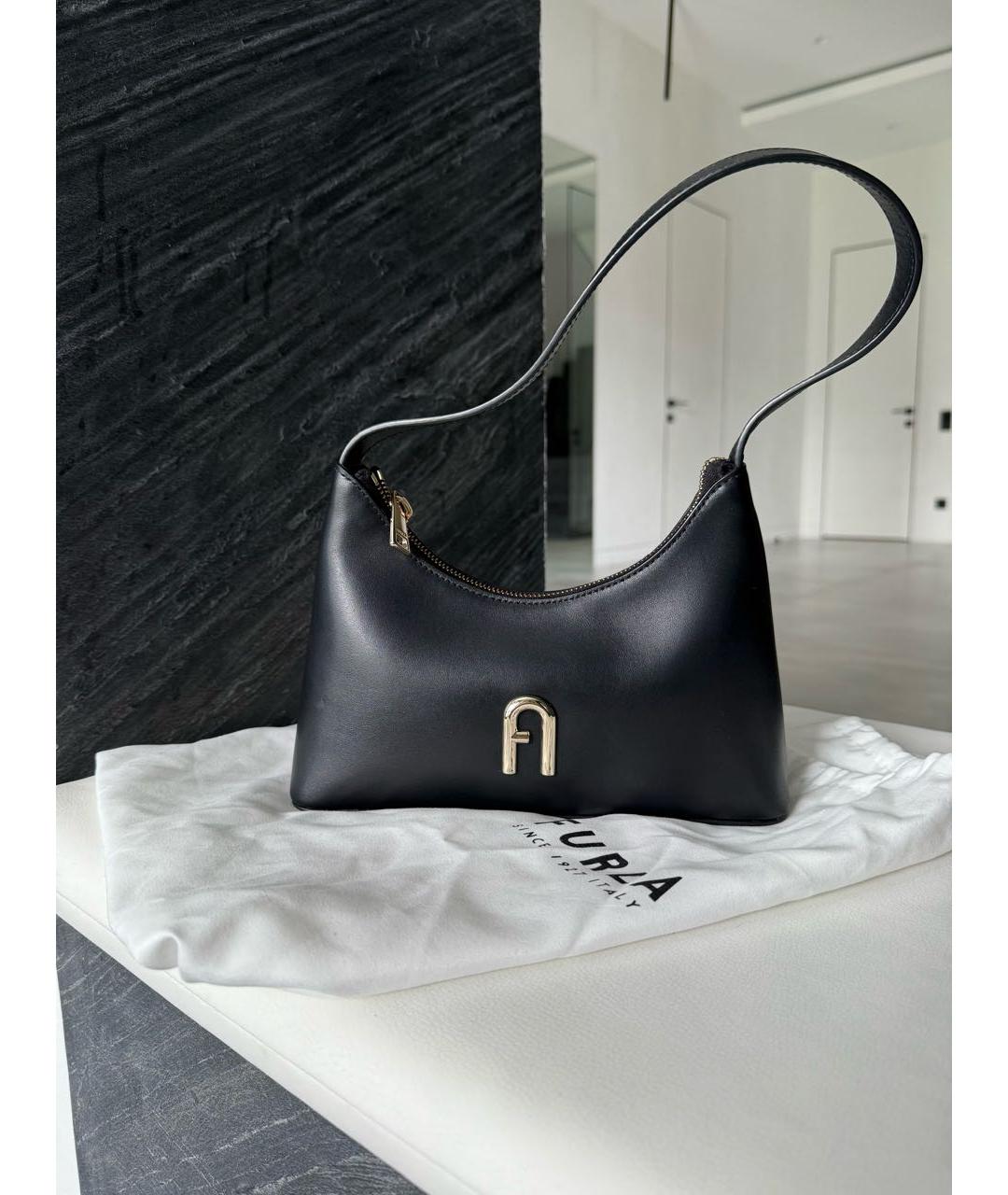 FURLA Черная кожаная сумка с короткими ручками, фото 9
