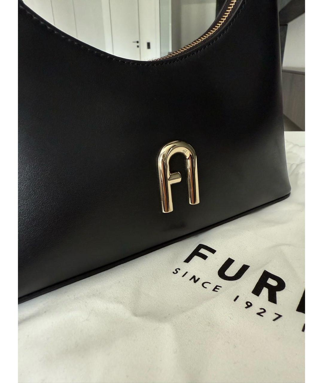 FURLA Черная кожаная сумка с короткими ручками, фото 5