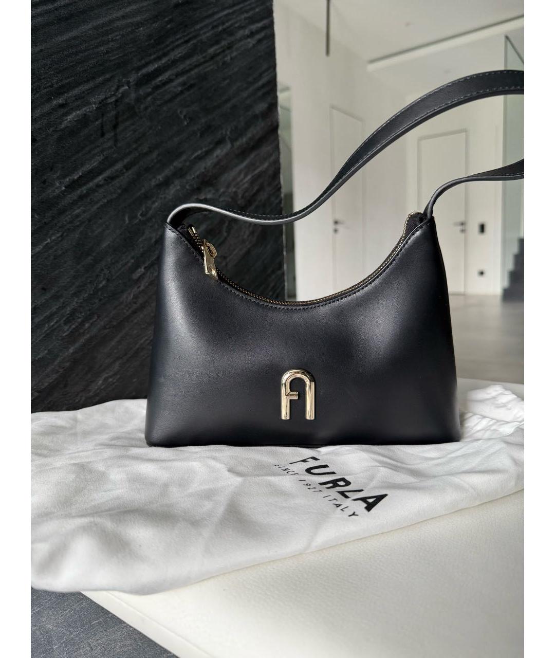 FURLA Черная кожаная сумка с короткими ручками, фото 8