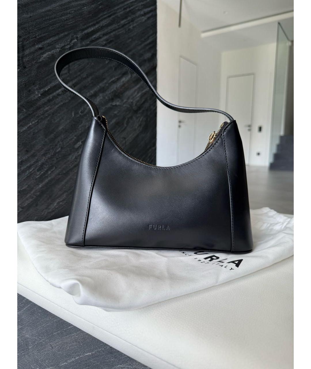 FURLA Черная кожаная сумка с короткими ручками, фото 3