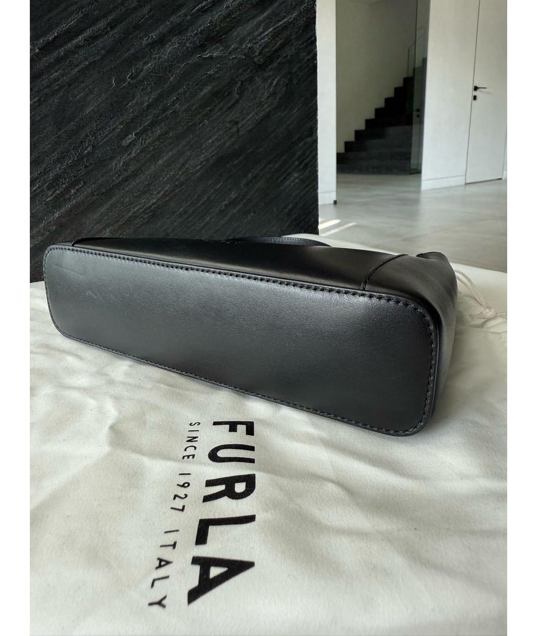 FURLA Черная кожаная сумка с короткими ручками, фото 6
