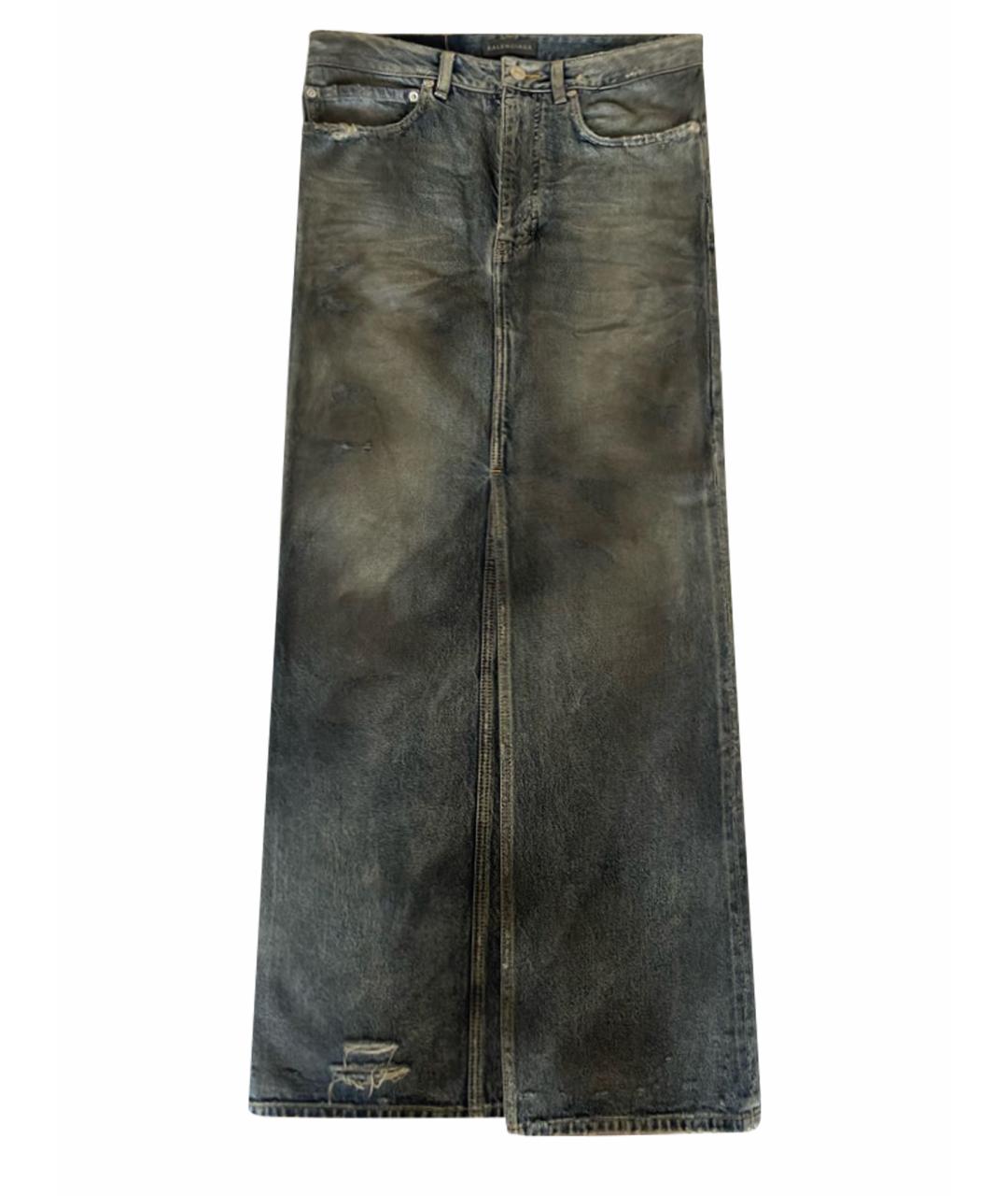 BALENCIAGA Синяя деним юбка макси, фото 8