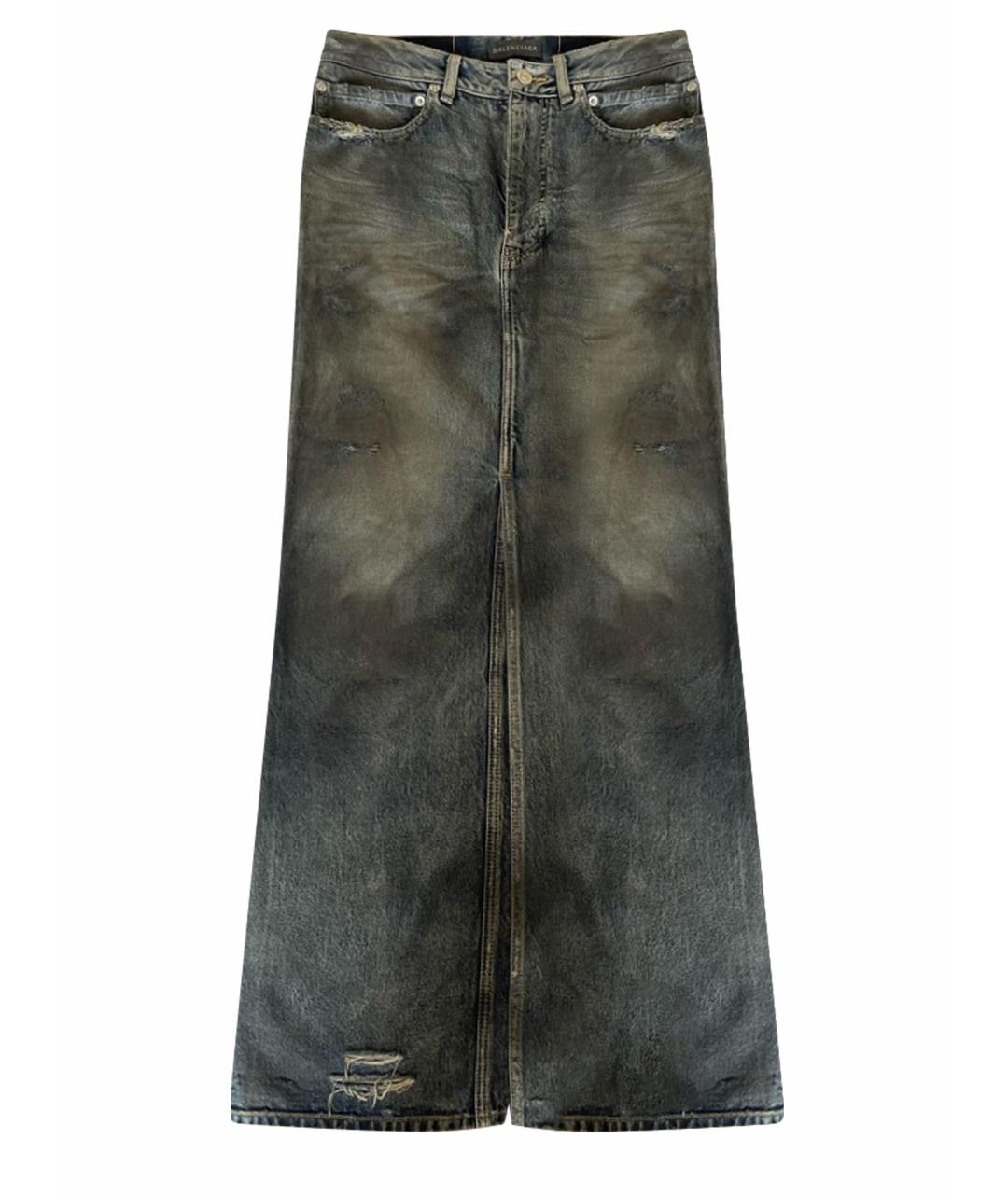 BALENCIAGA Синяя деним юбка макси, фото 1
