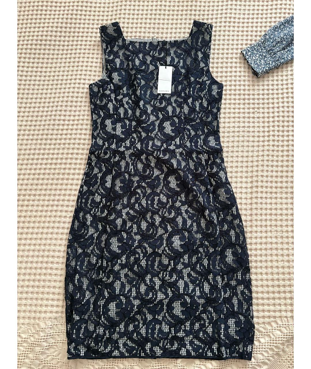 Carven Темно-синее хлопковое коктейльное платье, фото 4