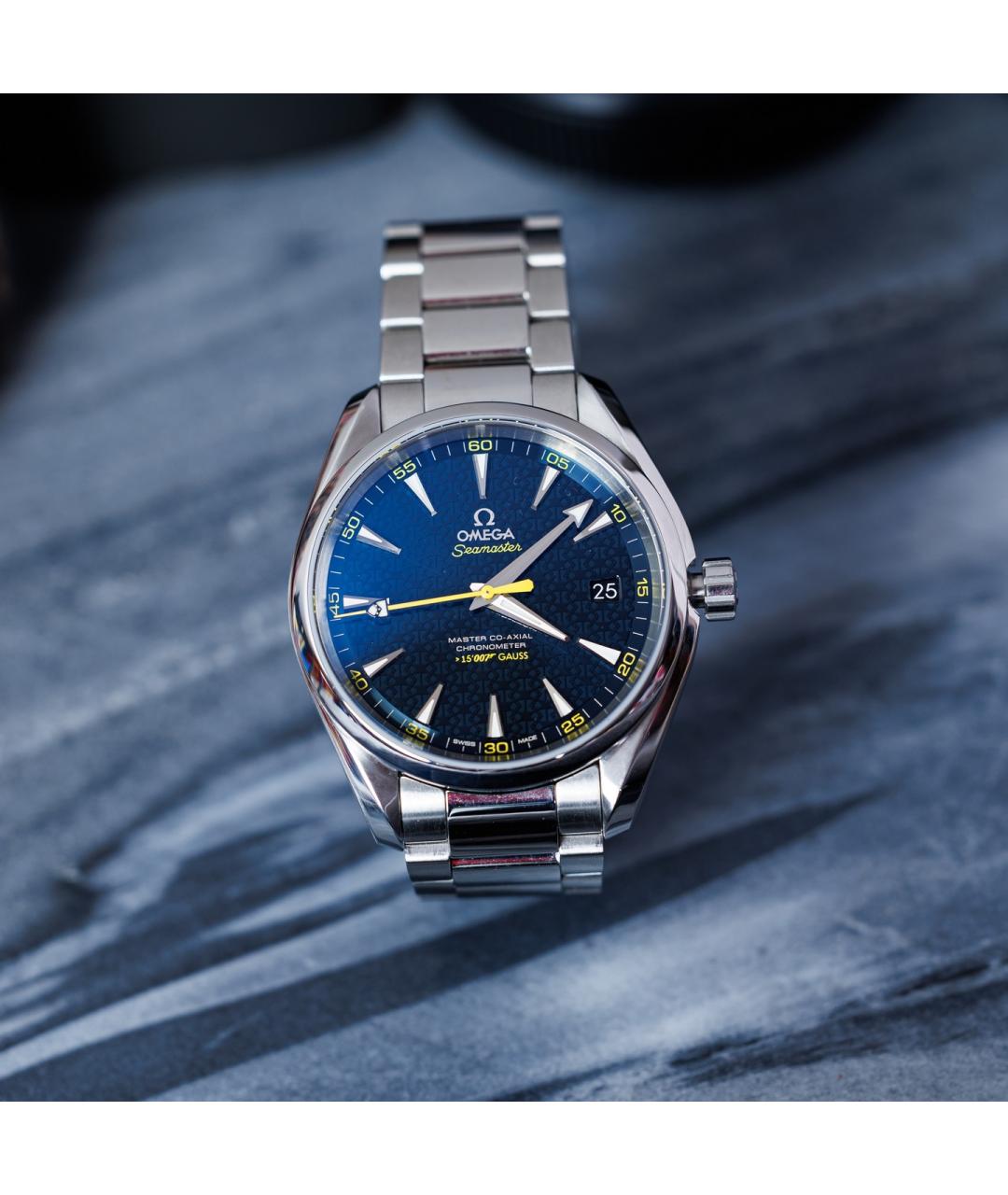 OMEGA Темно-синие стальные часы, фото 4