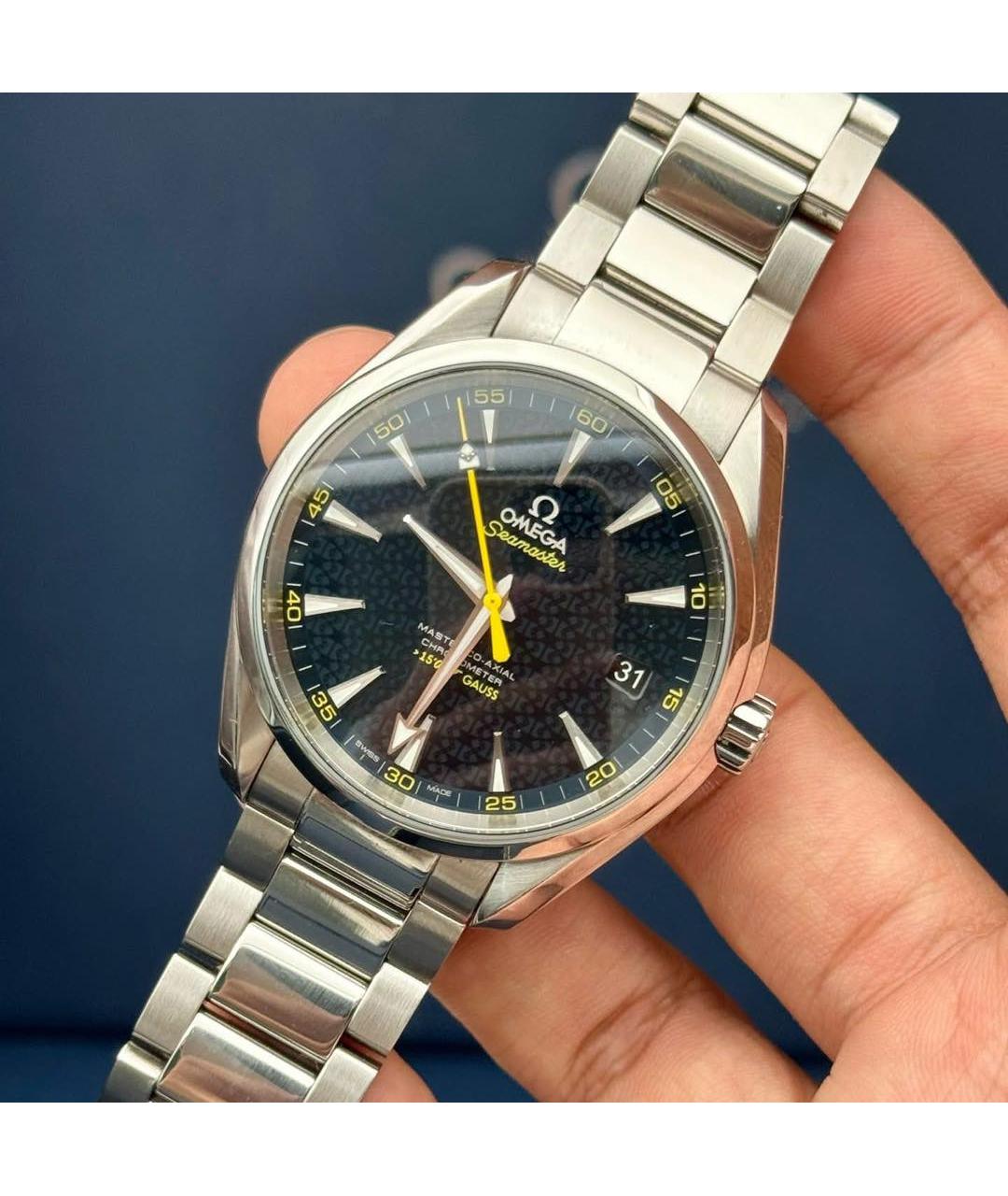 OMEGA Темно-синие стальные часы, фото 2