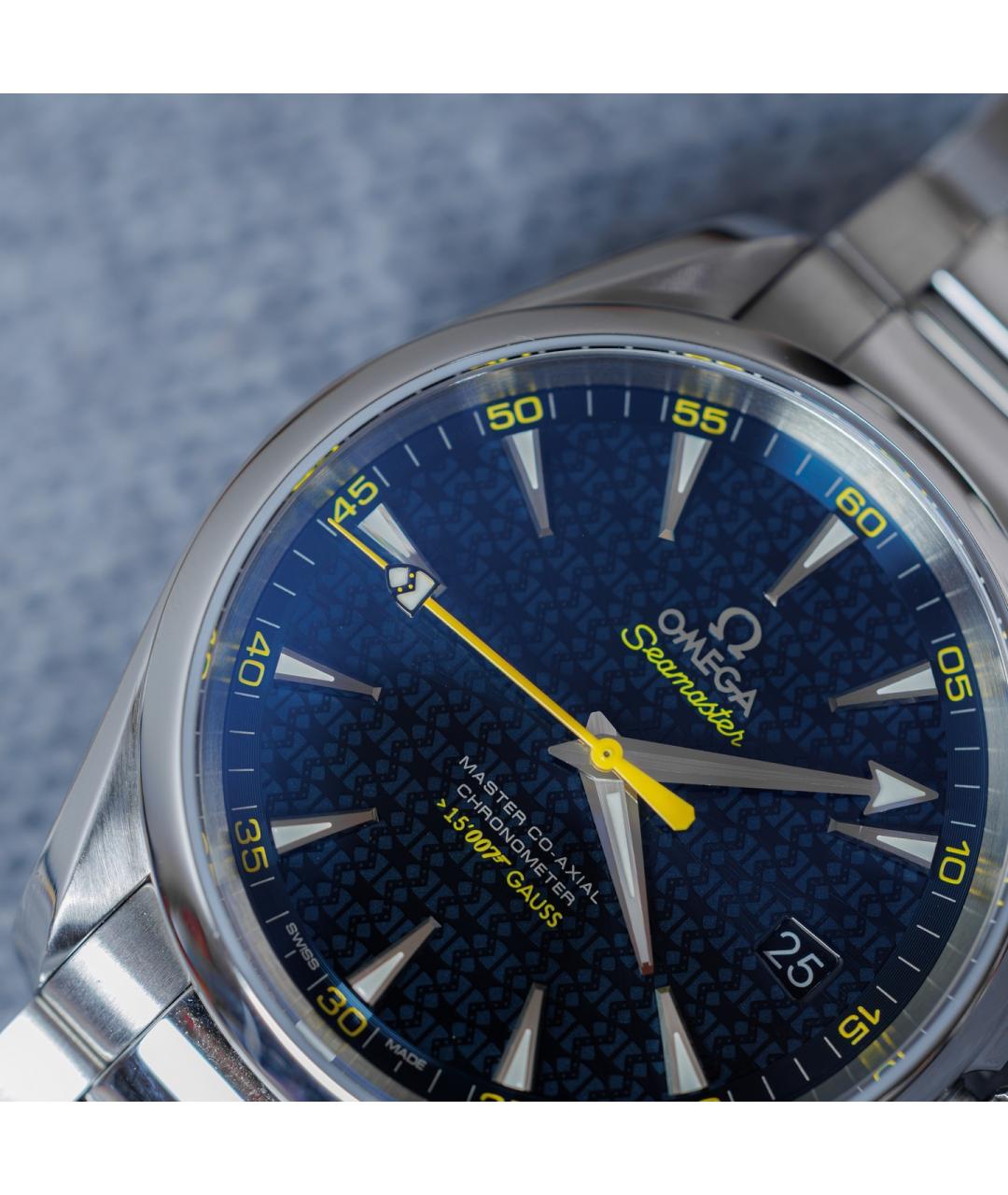 OMEGA Темно-синие стальные часы, фото 3