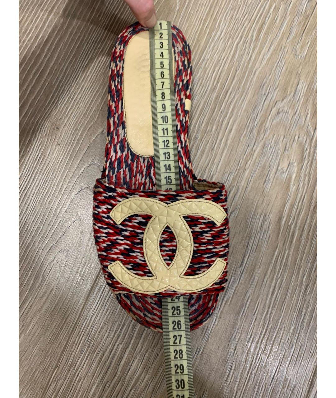 CHANEL Бордовые шлепанцы, фото 6