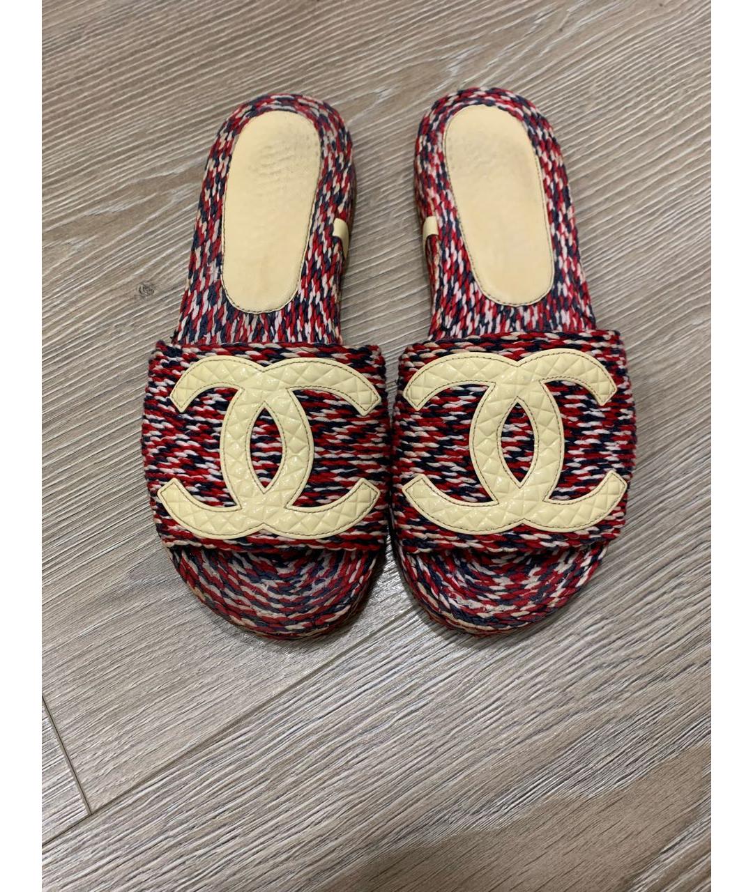 CHANEL Бордовые шлепанцы, фото 3