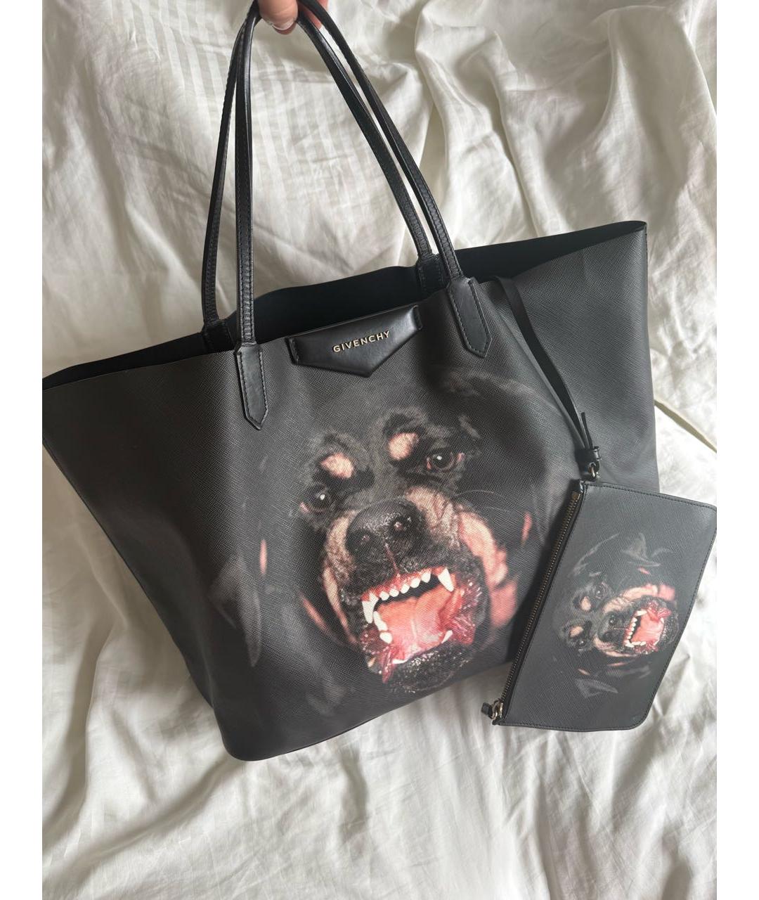 GIVENCHY Черная кожаная сумка тоут, фото 9