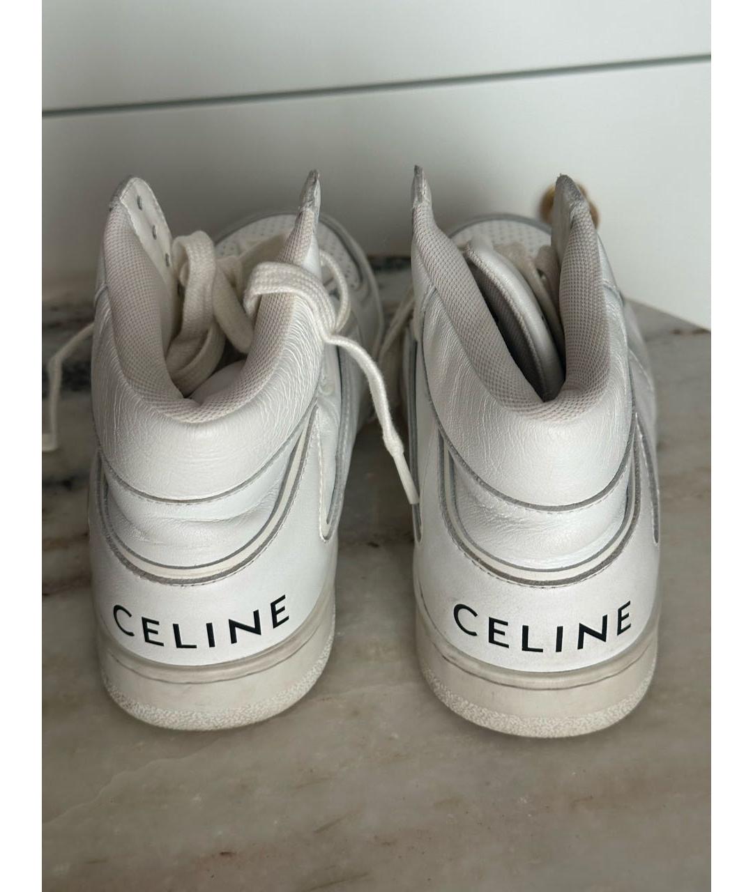 CELINE Белые кожаные кроссовки, фото 4