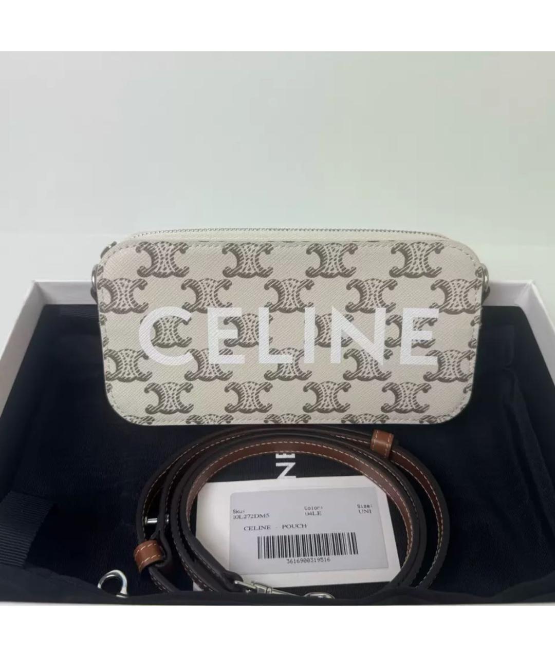 CELINE Белая кожаная сумка на плечо, фото 2