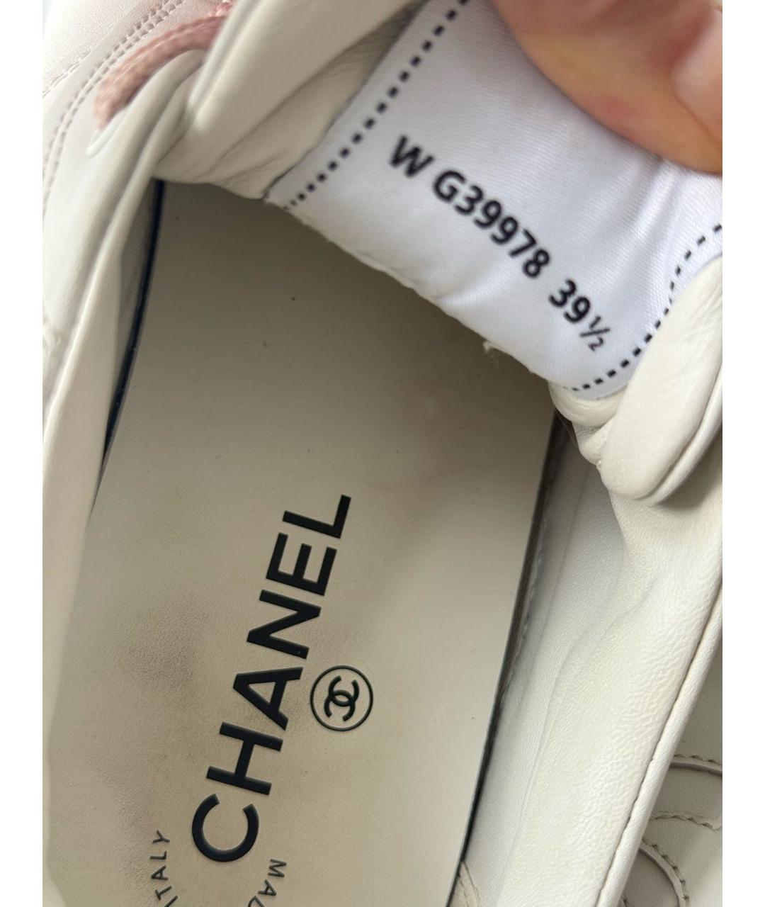 CHANEL Белые кожаные кроссовки, фото 6