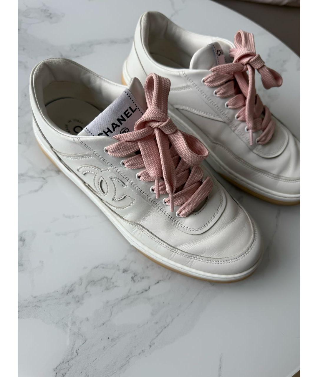 CHANEL Белые кожаные кроссовки, фото 7