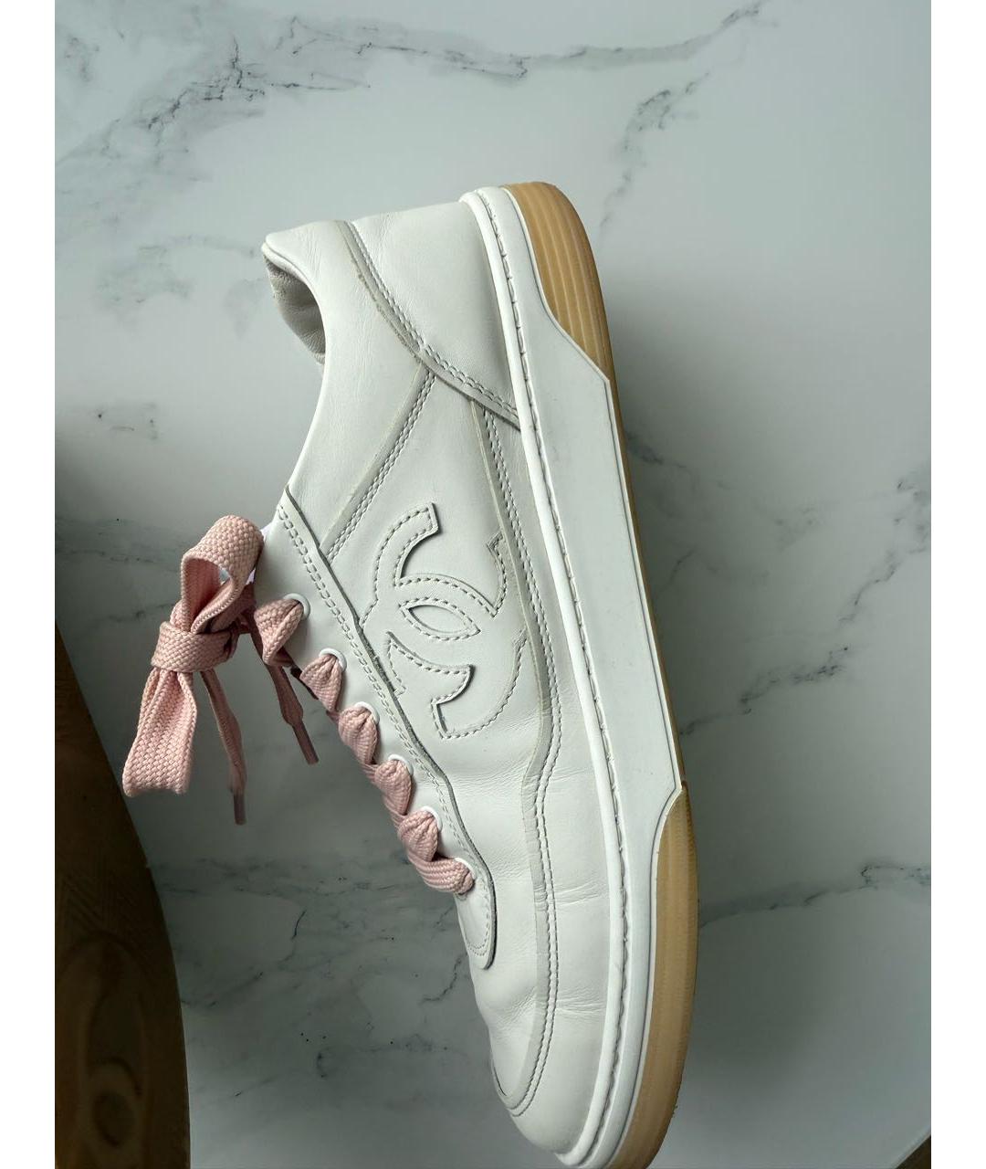 CHANEL Белые кожаные кроссовки, фото 9