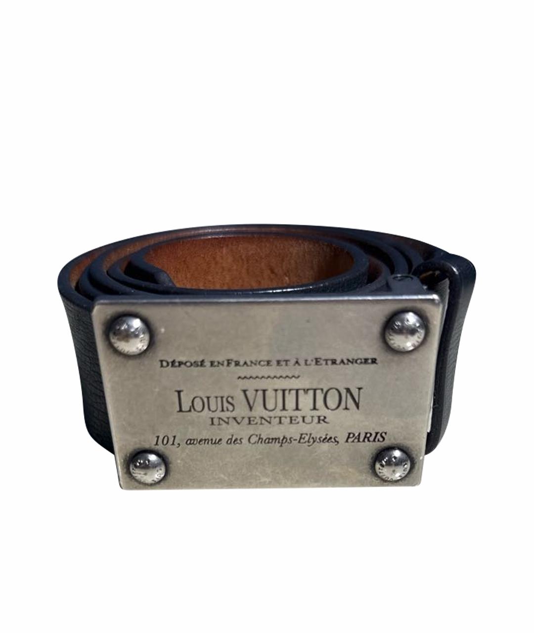 LOUIS VUITTON Черный кожаный ремень, фото 1
