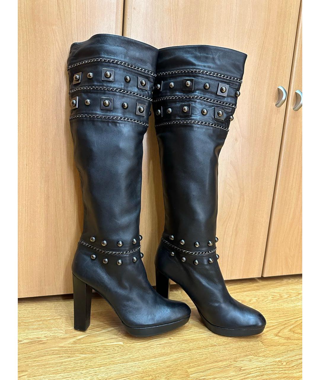 STUART WEITZMAN Черные кожаные сапоги, фото 4