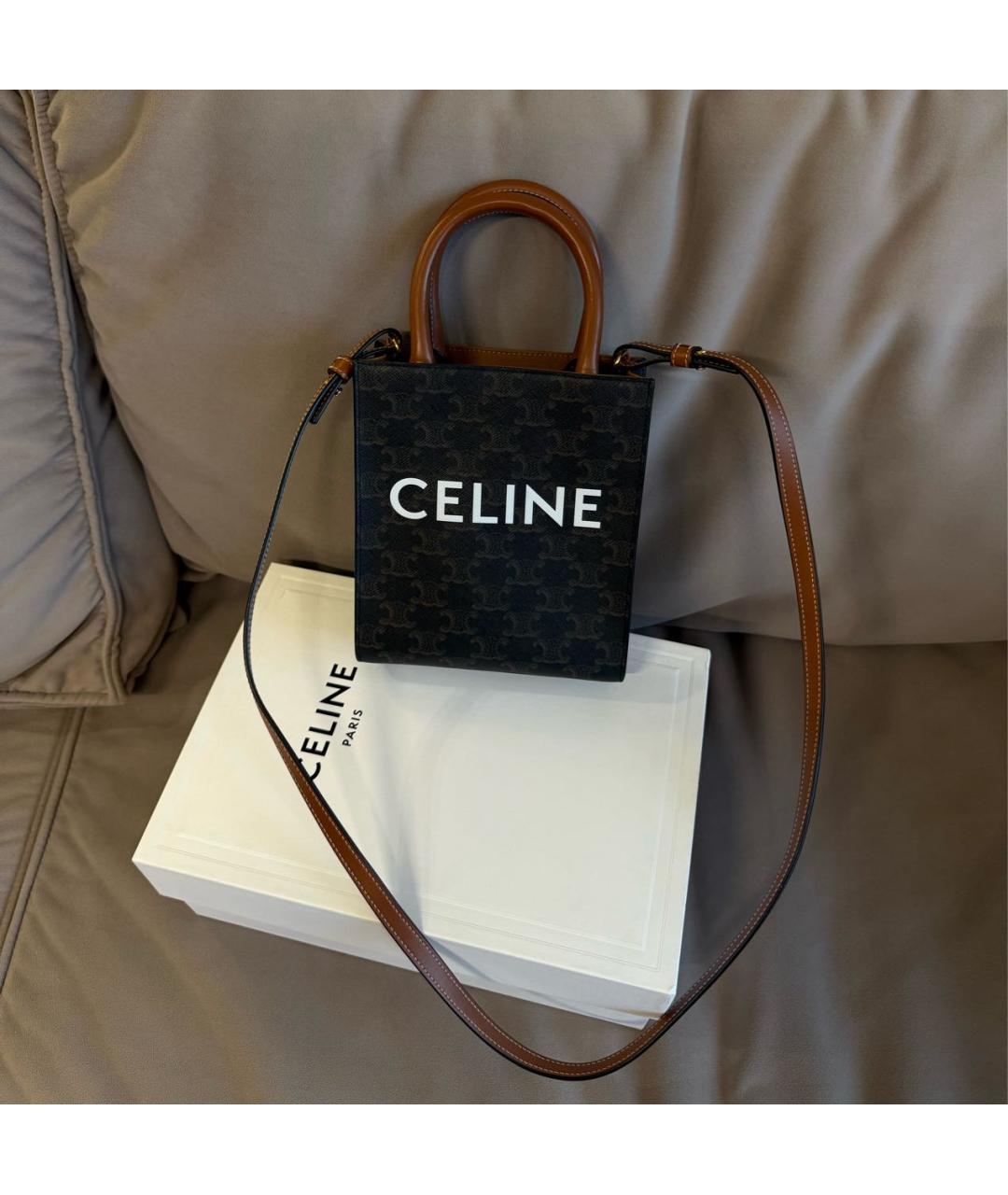 CELINE Коричневая сумка с короткими ручками, фото 2