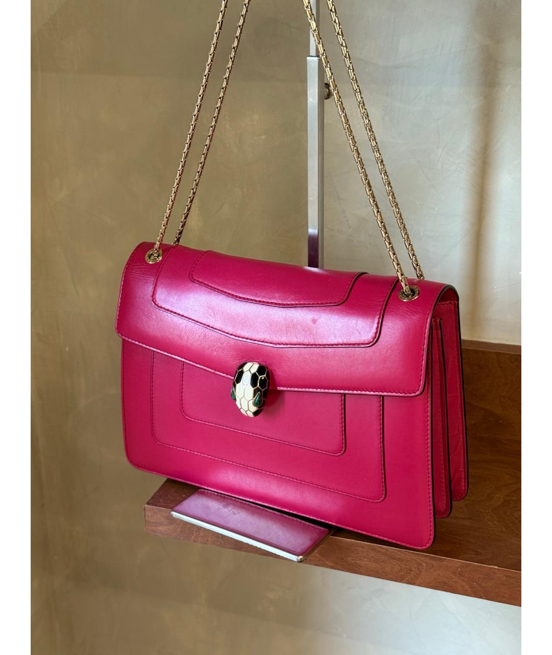BVLGARI Фуксия кожаная сумка через плечо, фото 3