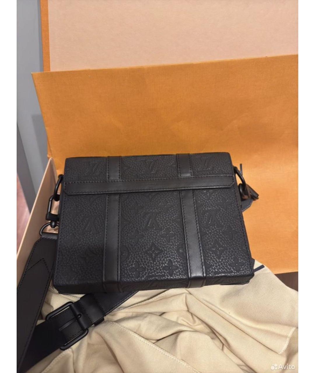 LOUIS VUITTON Черная кожаная сумка на плечо, фото 4