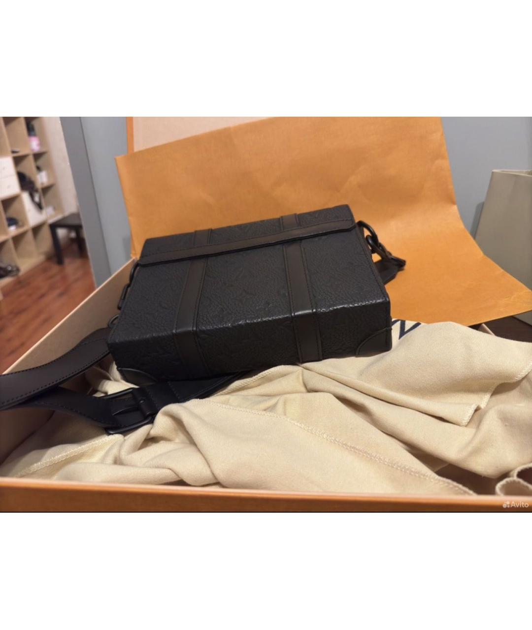 LOUIS VUITTON Черная кожаная сумка на плечо, фото 3