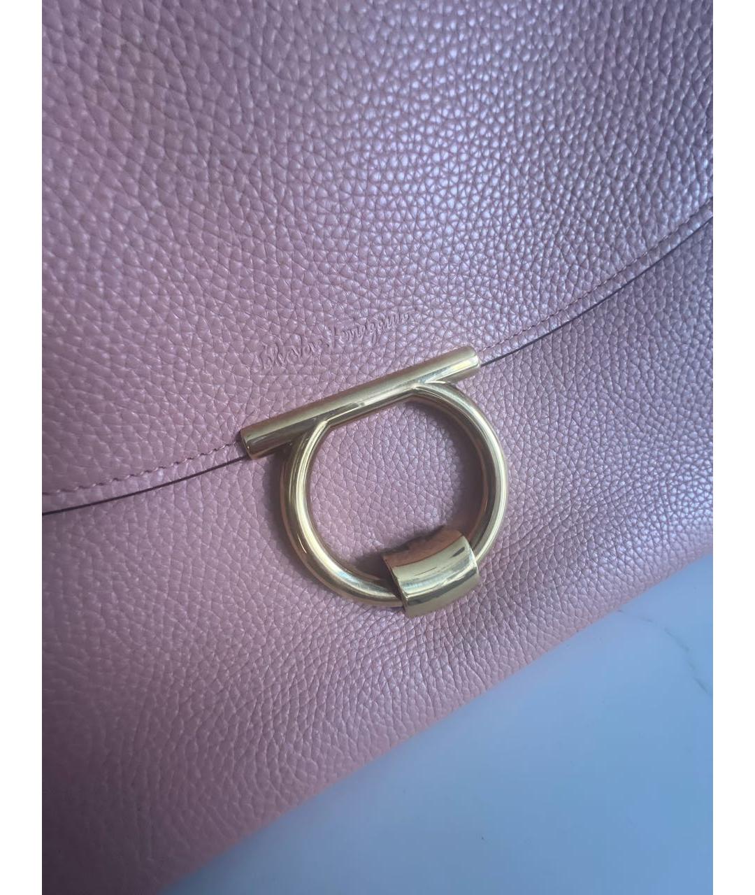 FERRAGAMO Коралловая кожаная сумка с короткими ручками, фото 7