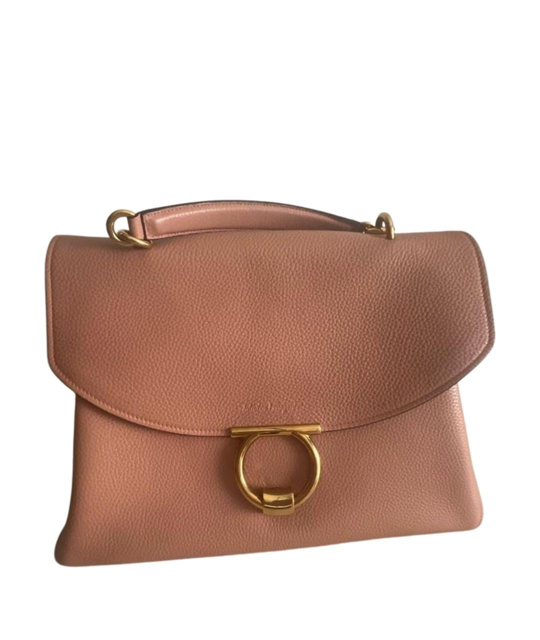 FERRAGAMO Коралловая кожаная сумка с короткими ручками, фото 1