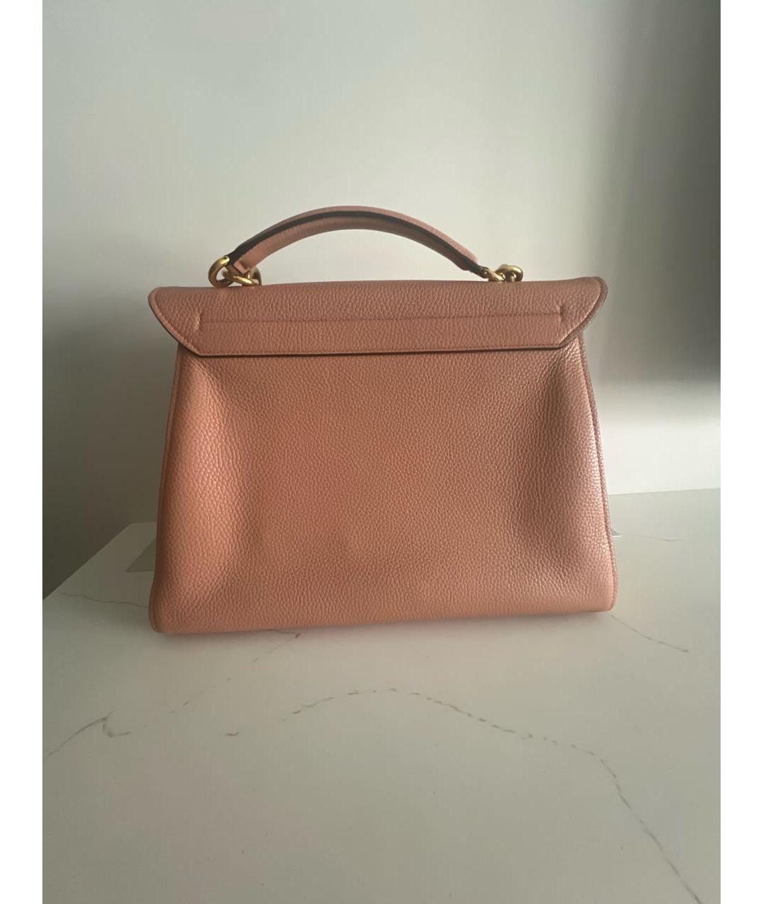 FERRAGAMO Коралловая кожаная сумка с короткими ручками, фото 3