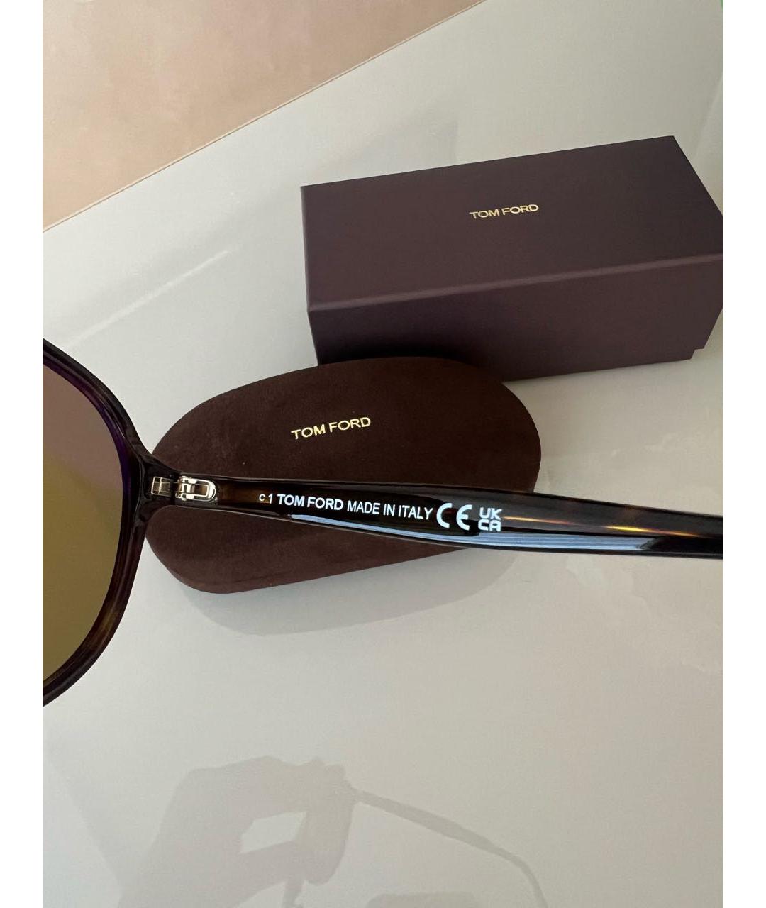 TOM FORD Бежевые пластиковые солнцезащитные очки, фото 3