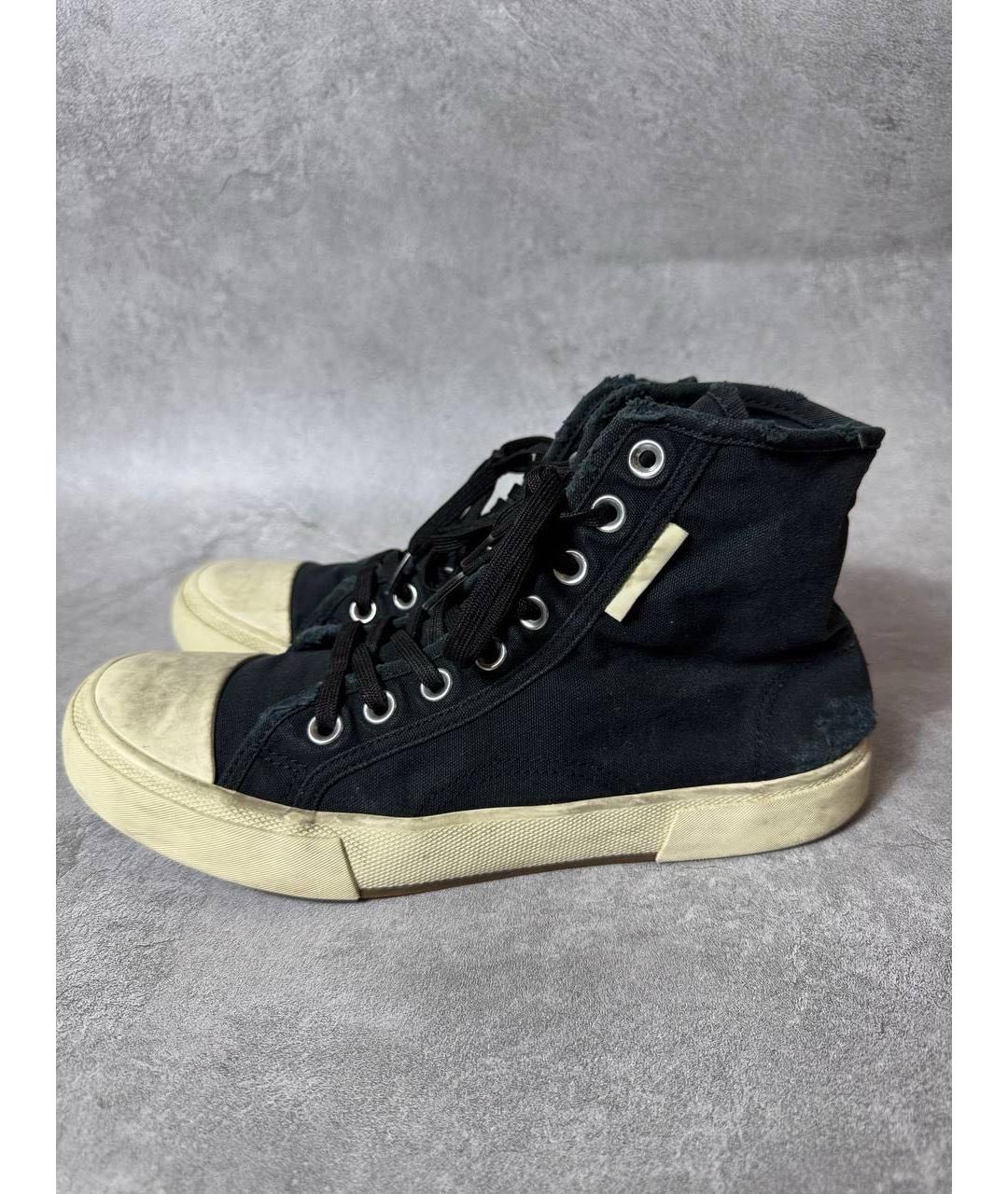 BALENCIAGA Черные текстильные высокие кроссовки / кеды, фото 2